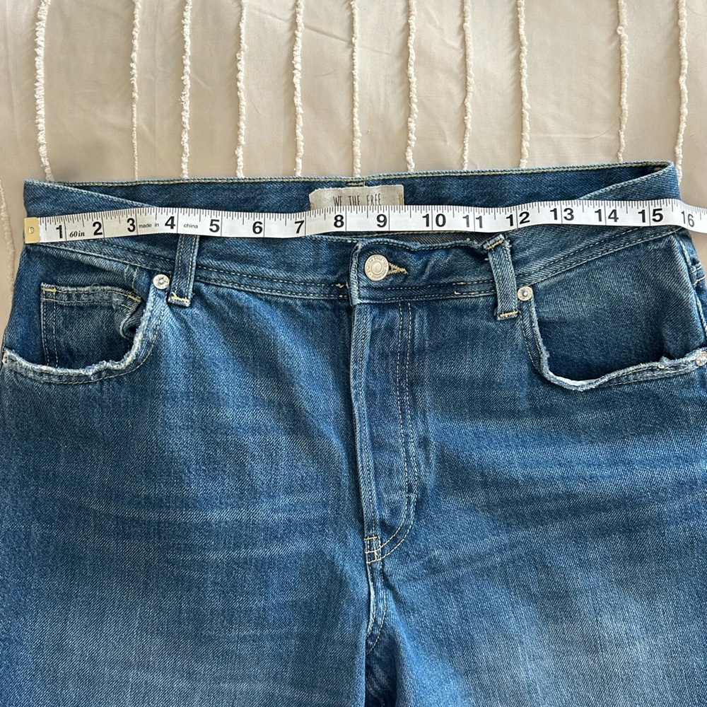 Free People- We the Free- Medium Blue Denim Jeans, Button-Fly